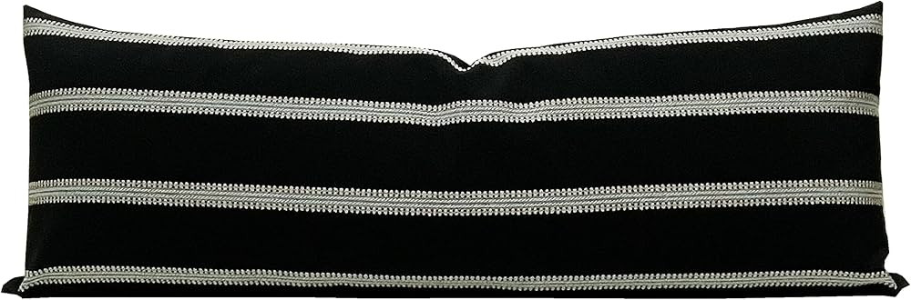 Slow Cow Linen Off White and Black Rectangular Throw Pillow Covers Striped Decorative Cushion Cov... | Amazon (US)