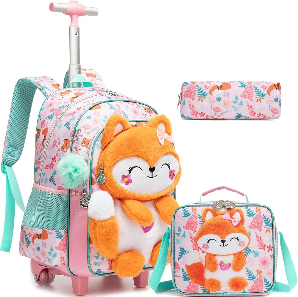 Meetbelify Kids Rolling Backpack with Wheels for Girls Elementary Students Kids Travel Luggage Ca... | Amazon (US)