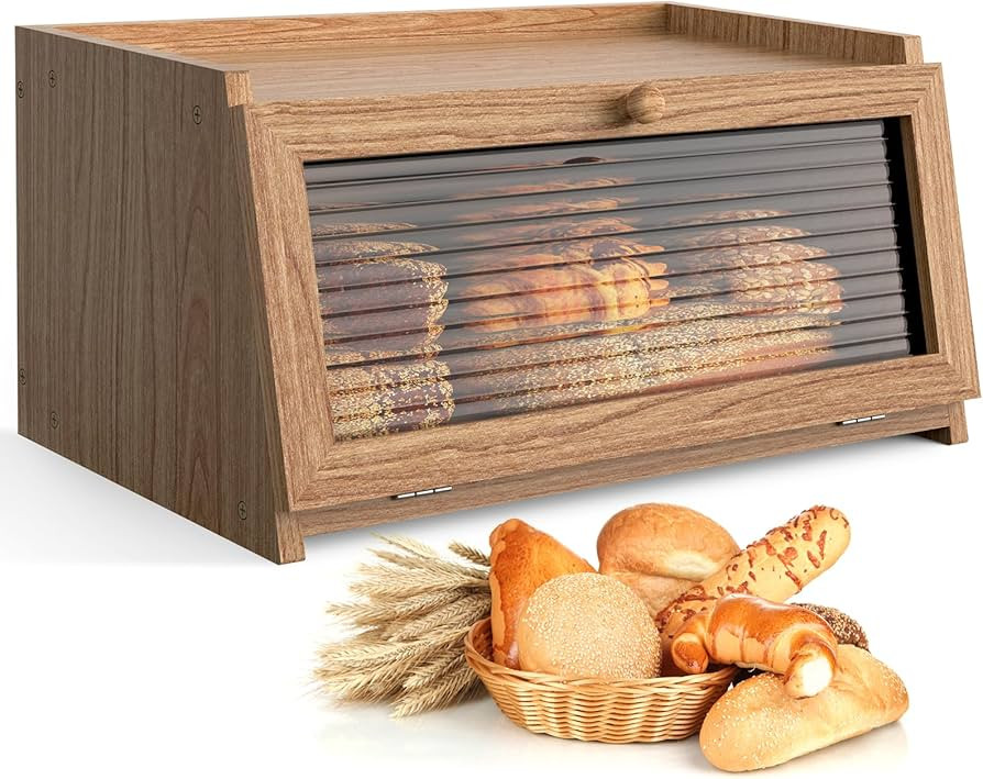 Bread Box for Kitchen Countertop Large Bread Box Farmhouse Bread Container Bread Storage with Win... | Amazon (US)