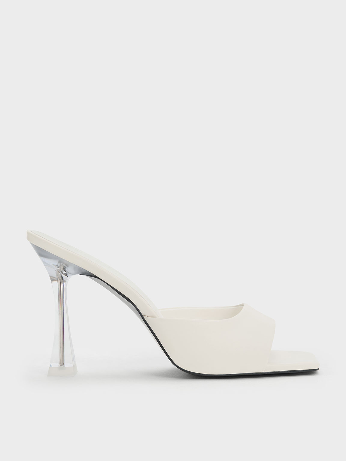 Clear Flared Heel Mules
 - Cream | Charles & Keith UK