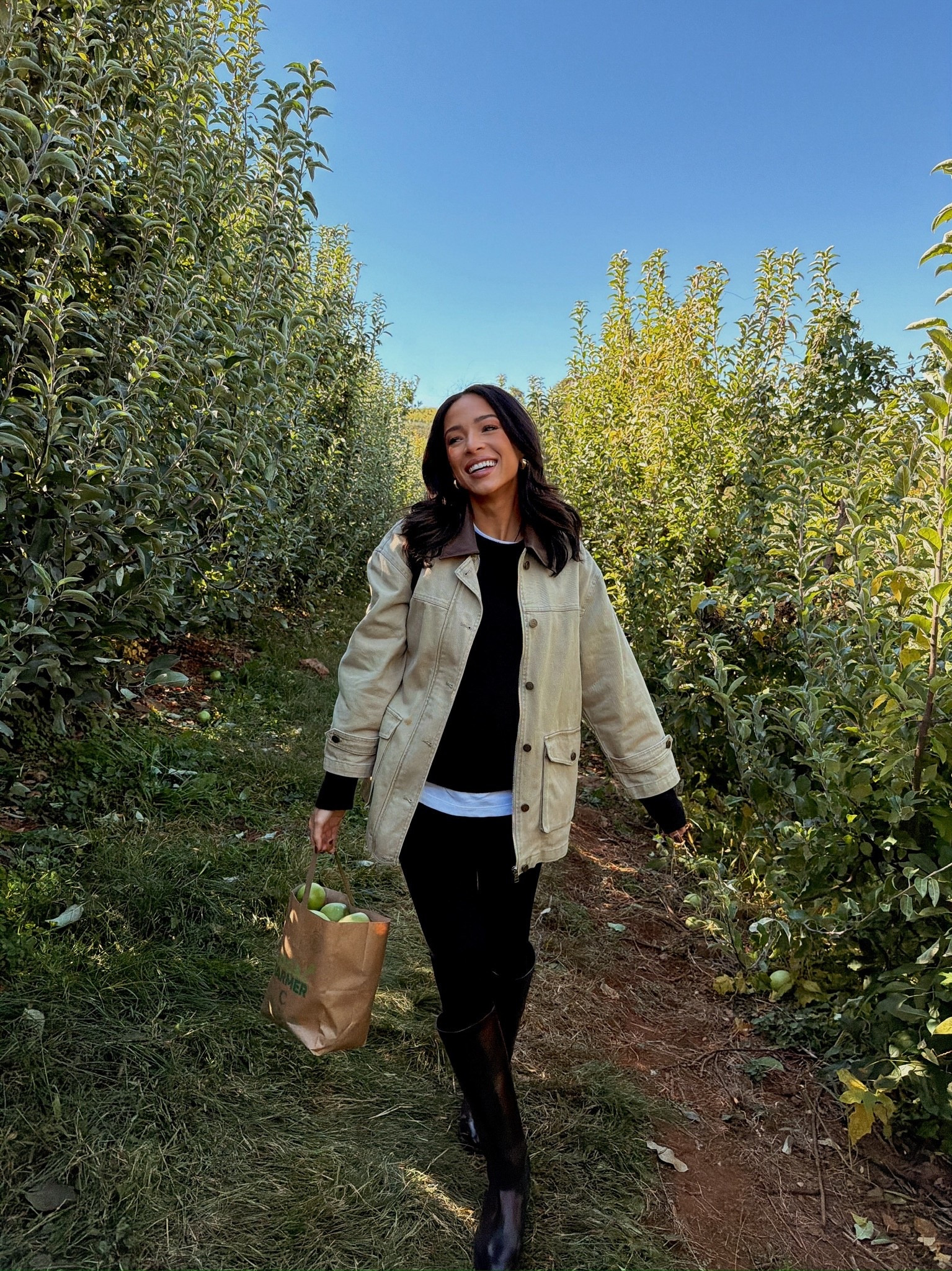 Fall outfit for apple picking 🍎 Wearing size S white tee, size M black sweater, XS barn jacket (OOS but I’ve linked similar) and size S black leggings

Fall outfit 
Fall fashion
Barn jacket outfit 
Leggings outfit 
Knee high boots 

#LTKSeasonal #LTKStyleTip #LTKBump