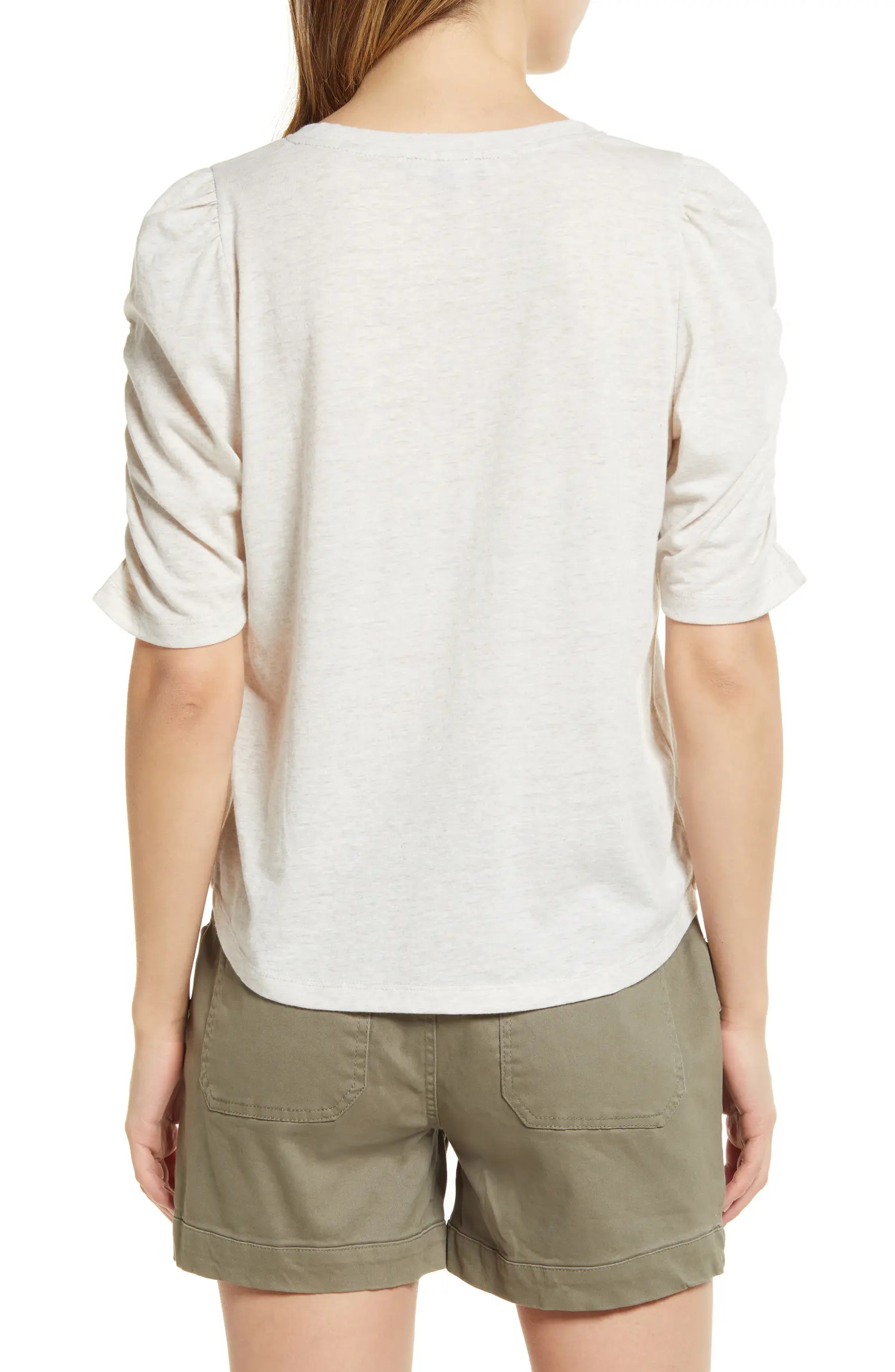 Wit & Wisdom Heathered Ruched Puff Sleeve T-Shirt | Nordstrom | Nordstrom
