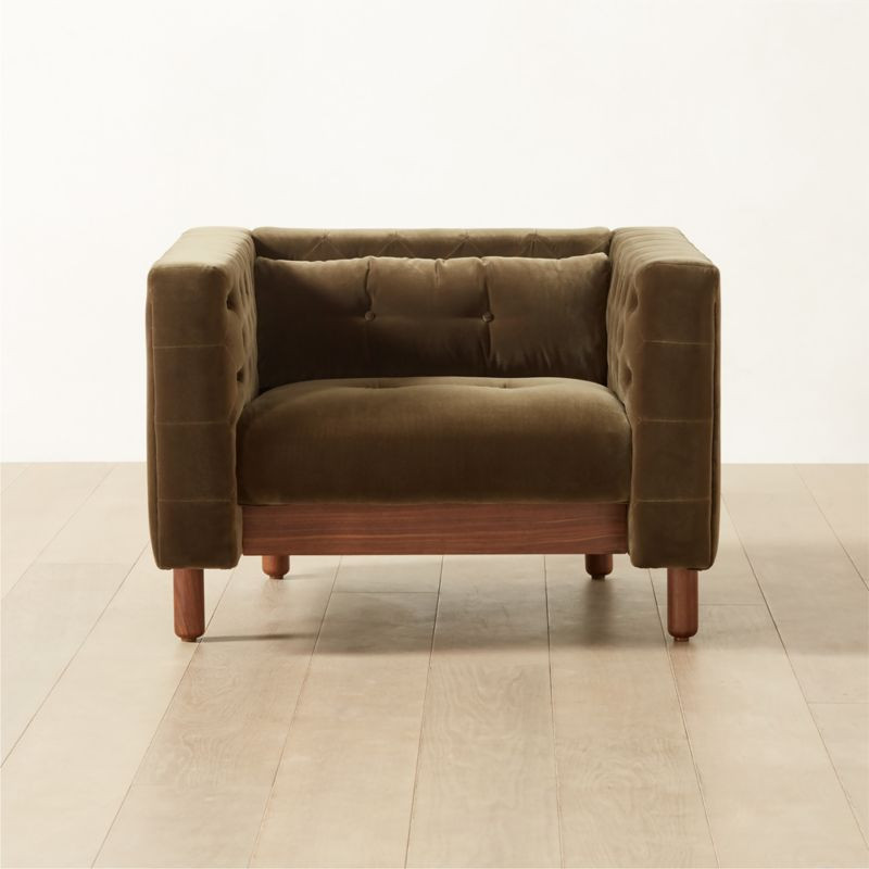 Marconi Tufted Green Velvet Accent Chair by Gianfranco Frattini + Reviews | CB2 | CB2