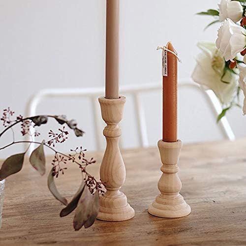 CHXIHome Candlesticks Holders, Wood Classic Craft Candlesticks Holders,Wood Home Decor Wooden Pil... | Amazon (US)