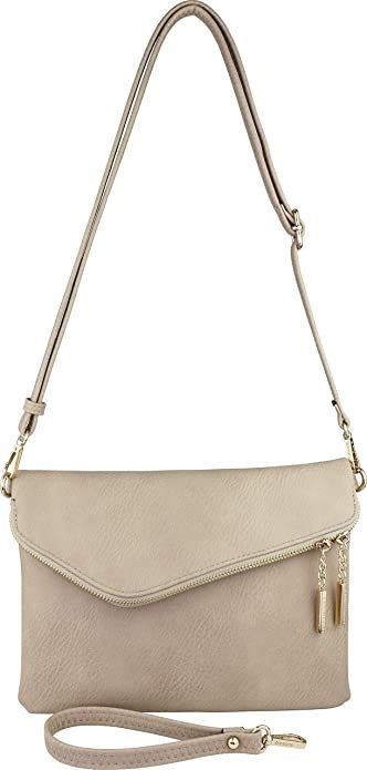 B BRENTANO Fold-Over Envelope Wristlet Clutch Crossbody Bag with Tassel Accents | Amazon (US)