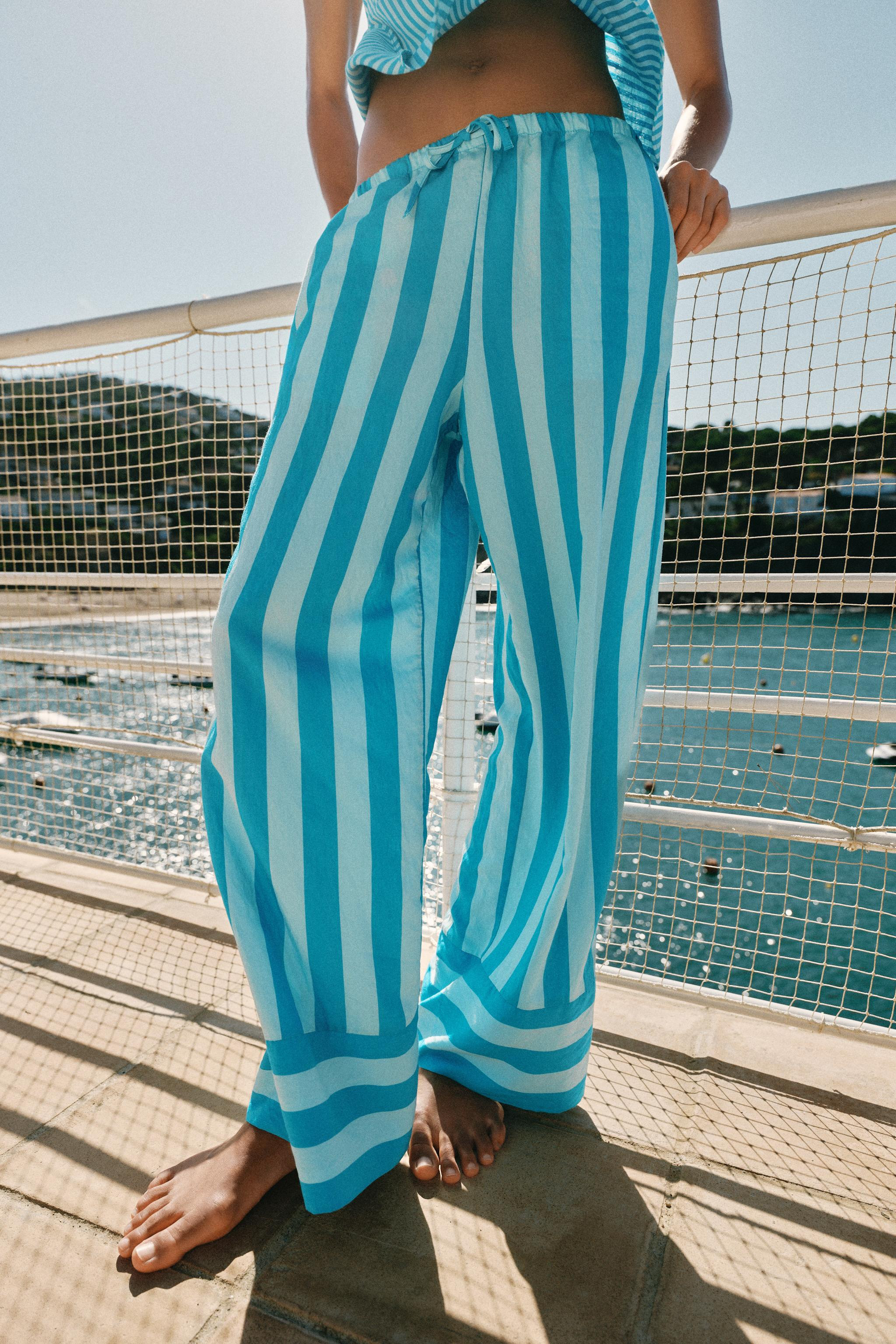 STRIPED WIDE-LEG TROUSERS | Zara UK
