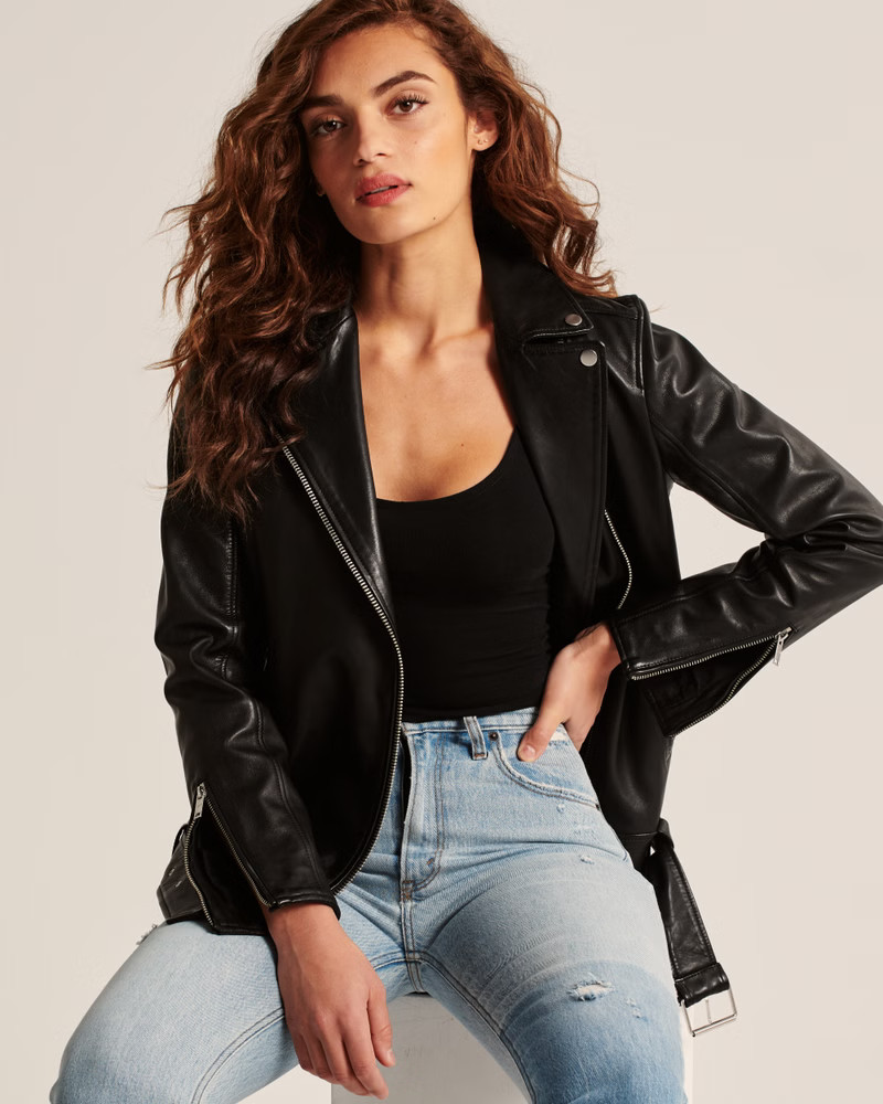 Genuine Leather Biker Jacket | Abercrombie & Fitch (US)