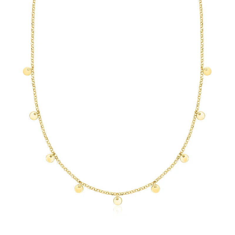 Italian 18kt Gold Vermeil Disc Station Necklace. 16" | Ross-Simons