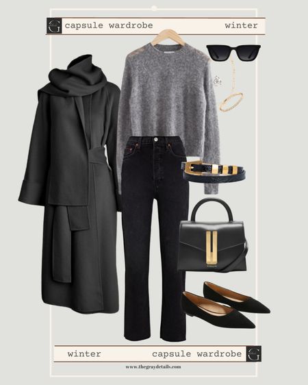 Winter capsule outfit

Grey sweater
Flats
Black jeans
Scarf coat
Belt
Black bag
Business casual Work outfit 

#LTKstyletip #LTKworkwear #LTKFind