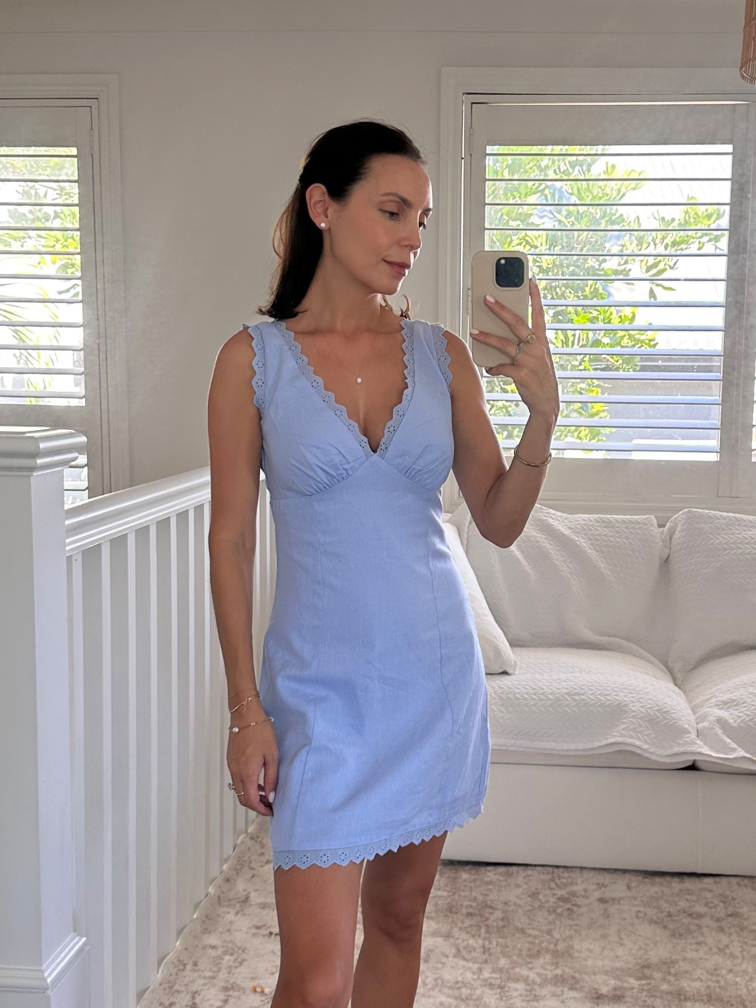 Blue linen mini dress 

#LTKaustralia #LTKsummer