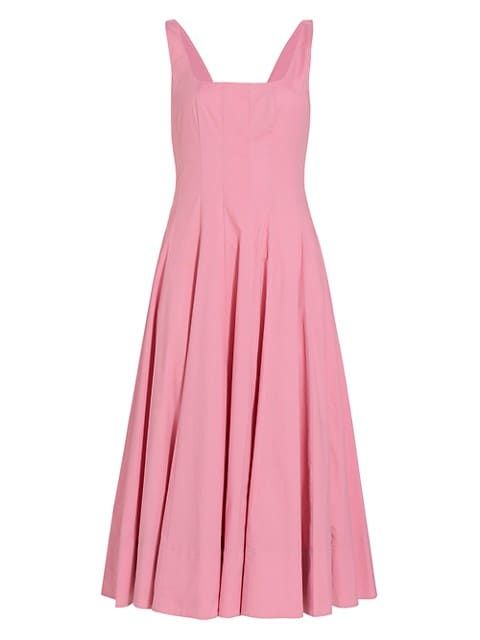 STAUD Wells Cotton Poplin A-Line Midi-Dress | Saks Fifth Avenue