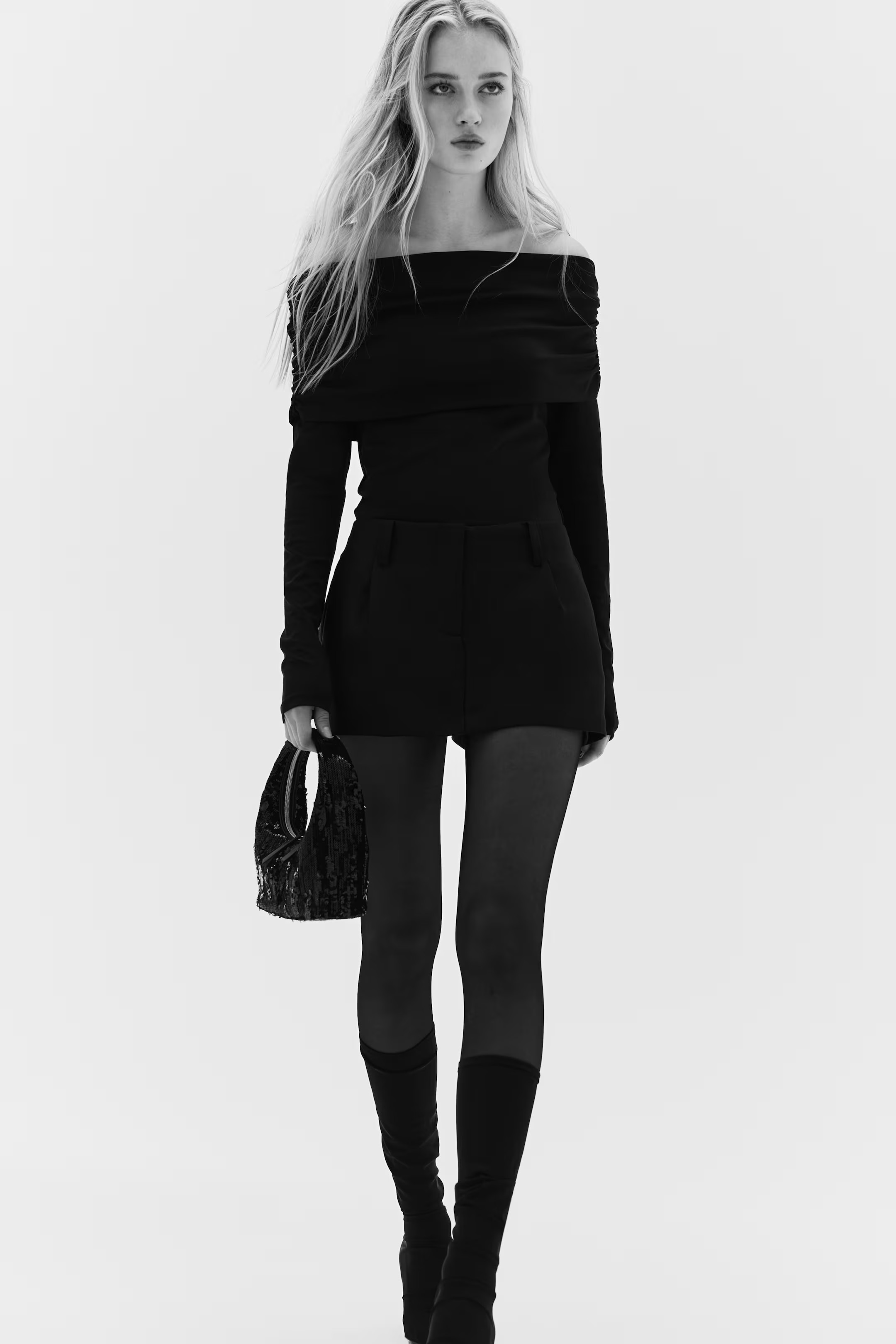 Gathered off-the-shoulder top - Black - Ladies | H&M US | H&M (US + CA)