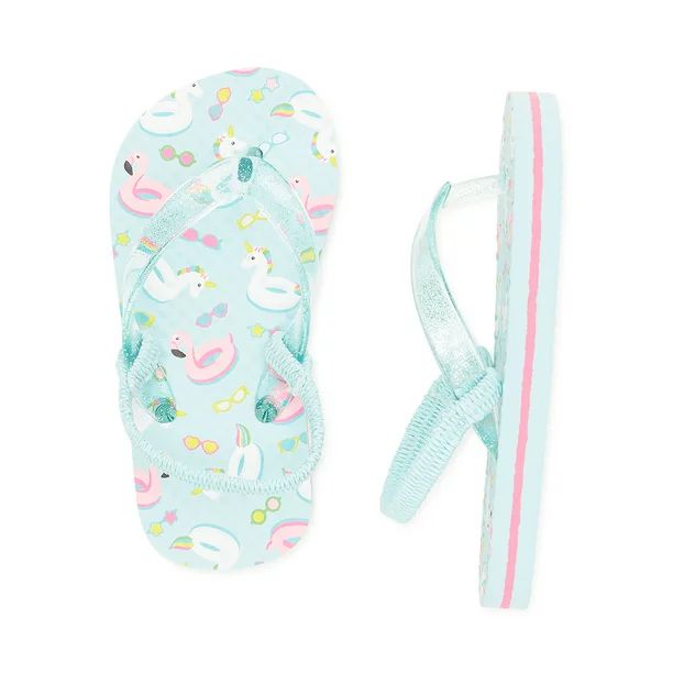 Wonder Nation Toddler Girls Printed Flip Flops | Walmart (US)