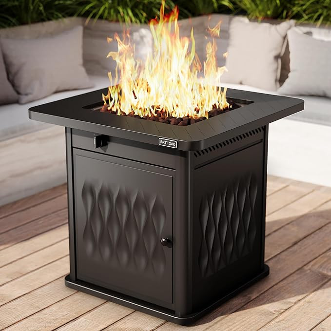 EAST OAK 28'' Propane Fire Pit Table, 50,000 BTU Steel Gas FirePit for Outdoor, Outside Patio Dec... | Amazon (US)