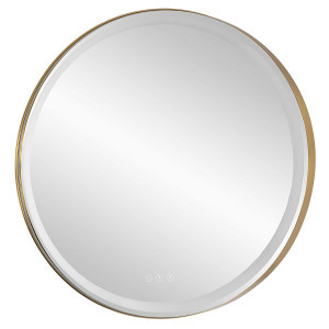LED Lighted Metal Framed Round Vanity Wall Mirror - 32 | Christmas Central