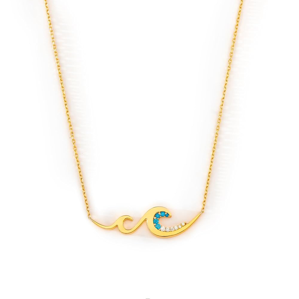 STORYJEWELLERY Wave Necklace for Women, Dainty Charm Beach Necklace, Ocean Jewelry, Trendy Jewelr... | Amazon (US)