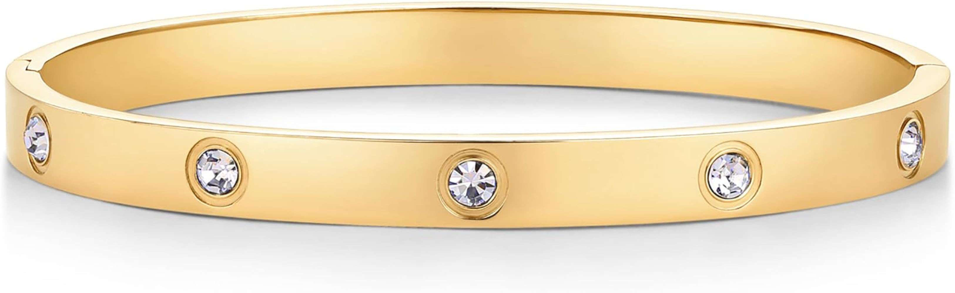 PAVOI Waterproof Bracelet for Women, 14K Gold Plated Bangle Cubic Zirconia | Amazon (US)