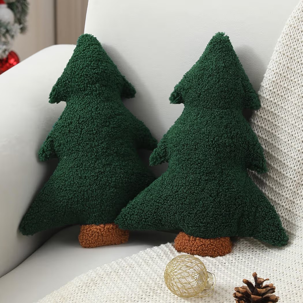 Christmas Pillows,Christmas Tree Pillow Set of 2 Cute Xmas Tree Shaped Plush Pillow Stuffed Chris... | Amazon (US)