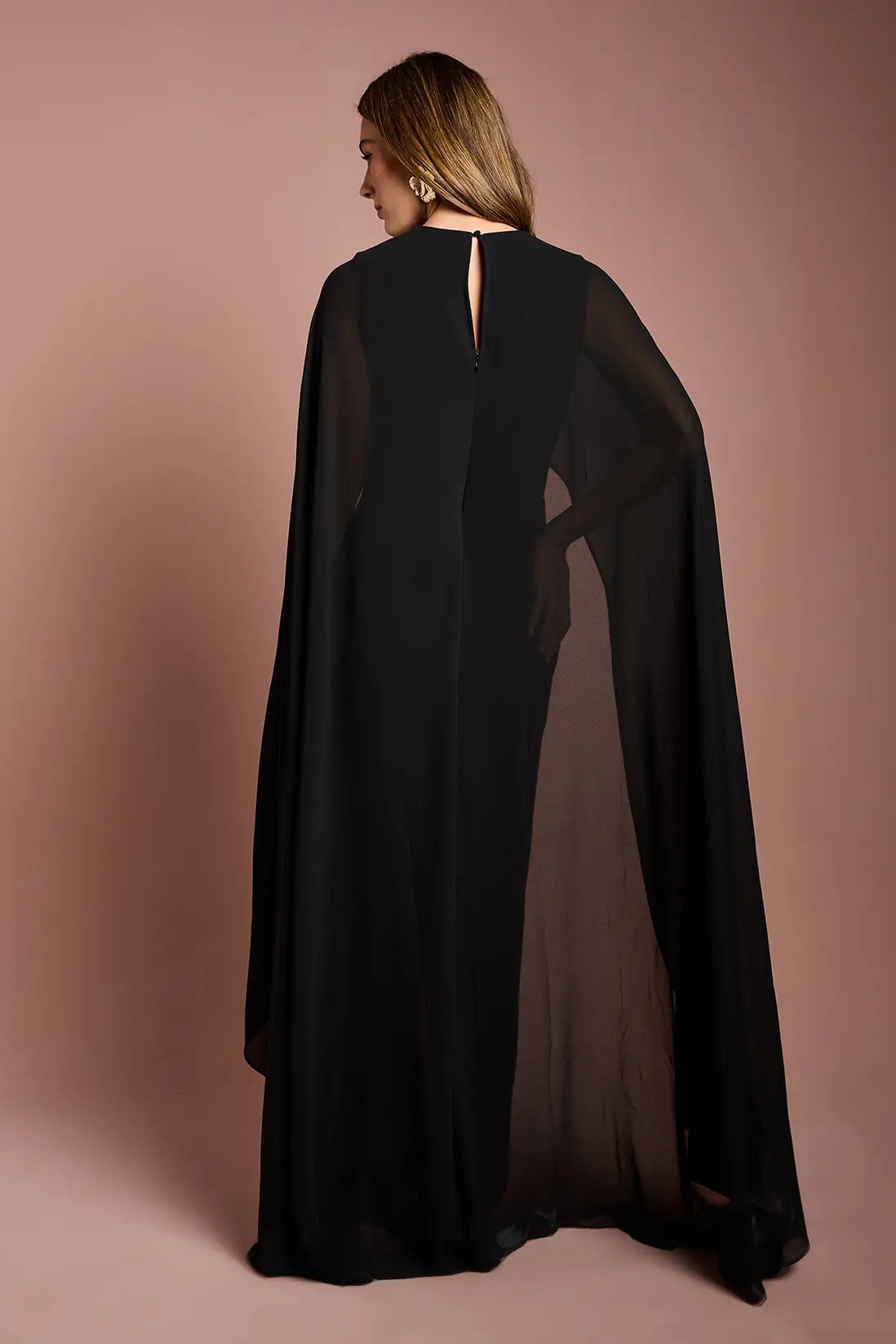 Black Coast Cape Sleeve Maxi Dress | Boohoo | Boohoo.com (UK & IE)