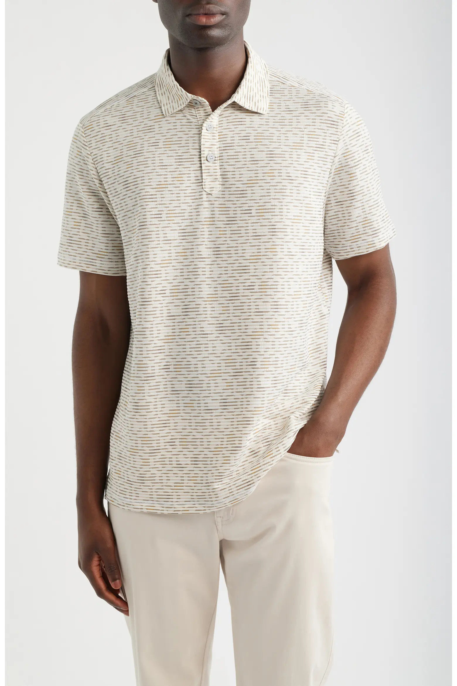 Costa Wave Mosaic Print Seersucker Stripe IslandZone® Polo (Men) | Nordstrom | Nordstrom