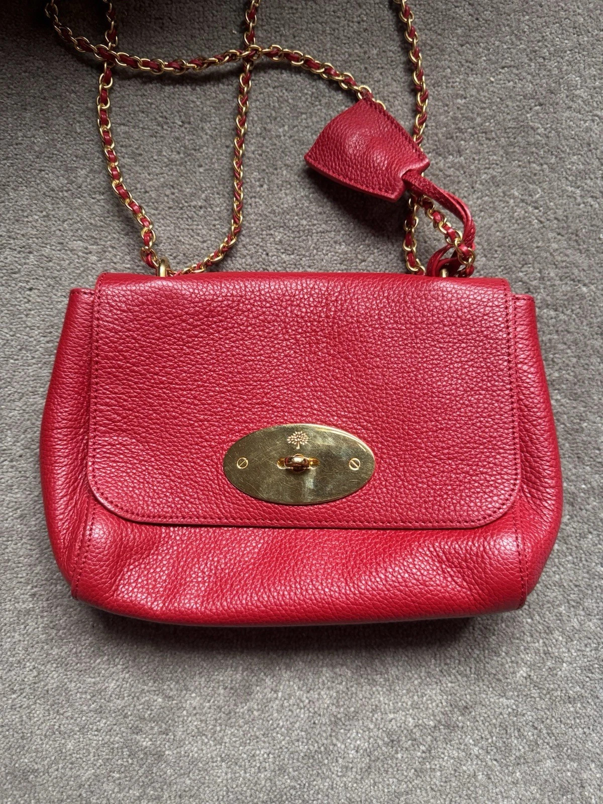 Mulberry Small Leather Lily Red Bag with Strap & Dust Bag Excellent Condition | eBay AU