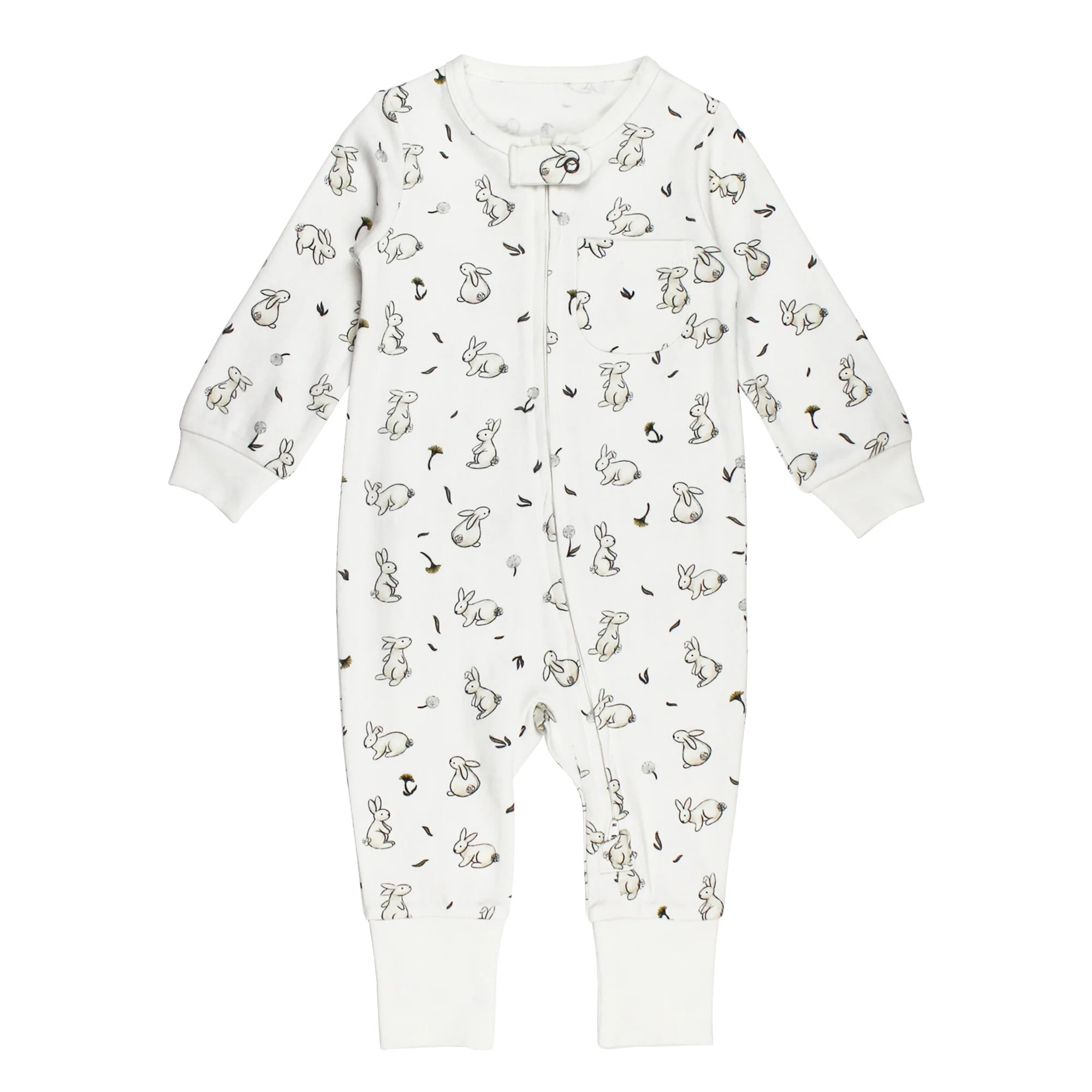 Organic Footless 2-Way Zipper Romper in Honey Bunny | L'ovedbaby