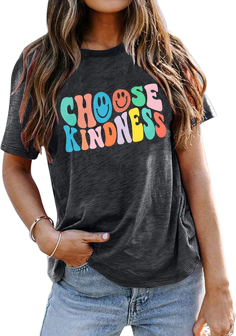 Kind Shirt Women Kindness Teacher T Shirt Back to School Shirts Cute Graphic Blessed Shirt Short ... | Amazon (US)