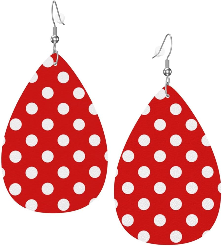 Faux Leather Earrings Rose Gold Polka Dots Teardrop Dangle Earrings For Women Girls | Amazon (US)