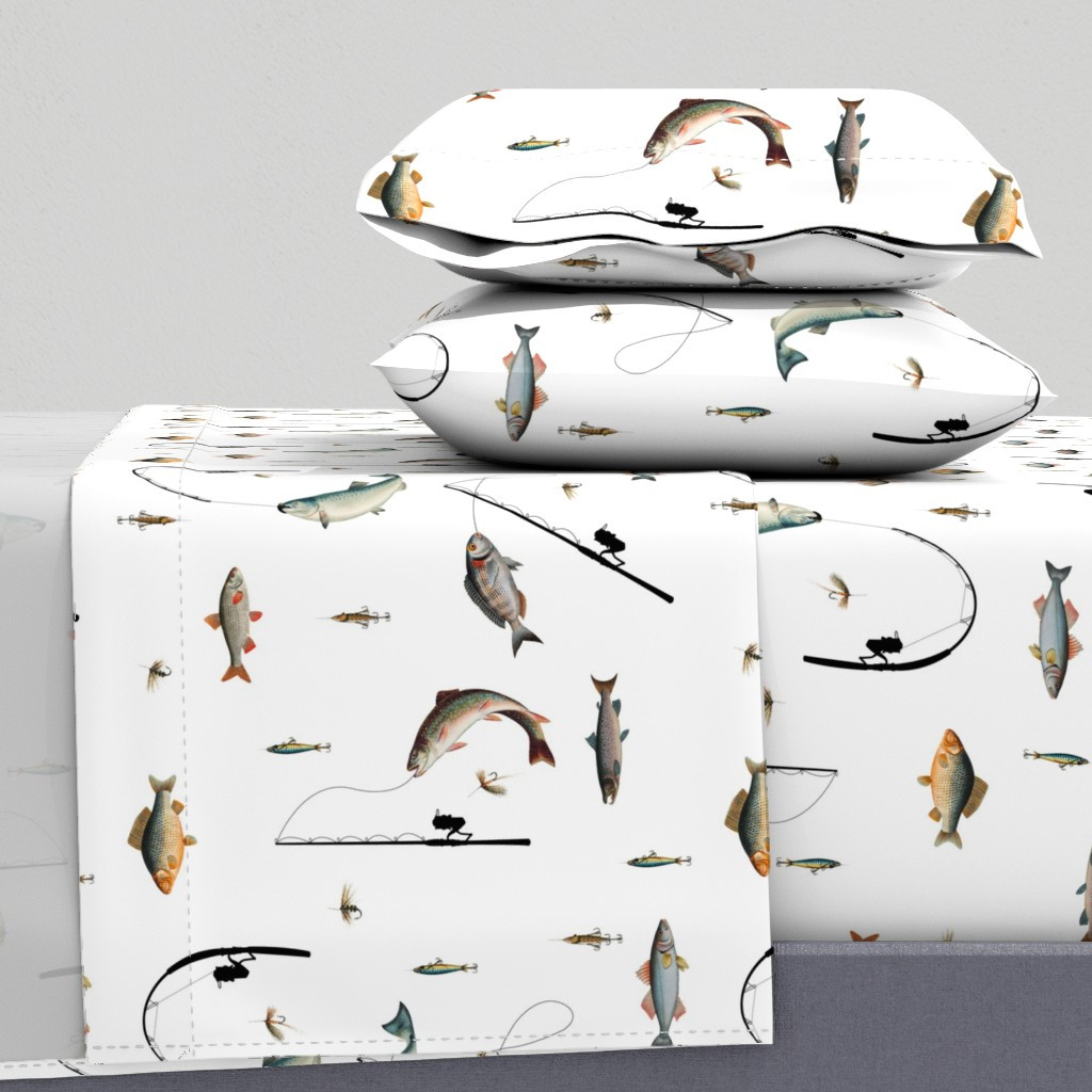 Fishing Rod & Reel Fish Theme Pattern Sheet Set | Spoonflower | Spoonflower