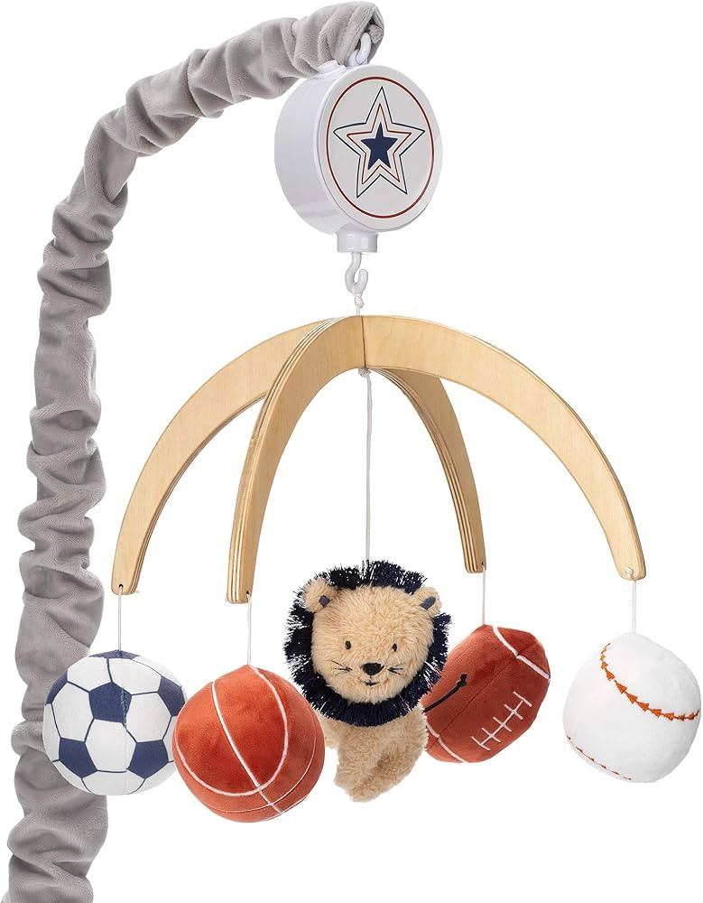Lambs & Ivy Hall of Fame Lion/Sports Balls Musical Baby Crib Mobile Soother Toy | Amazon (US)