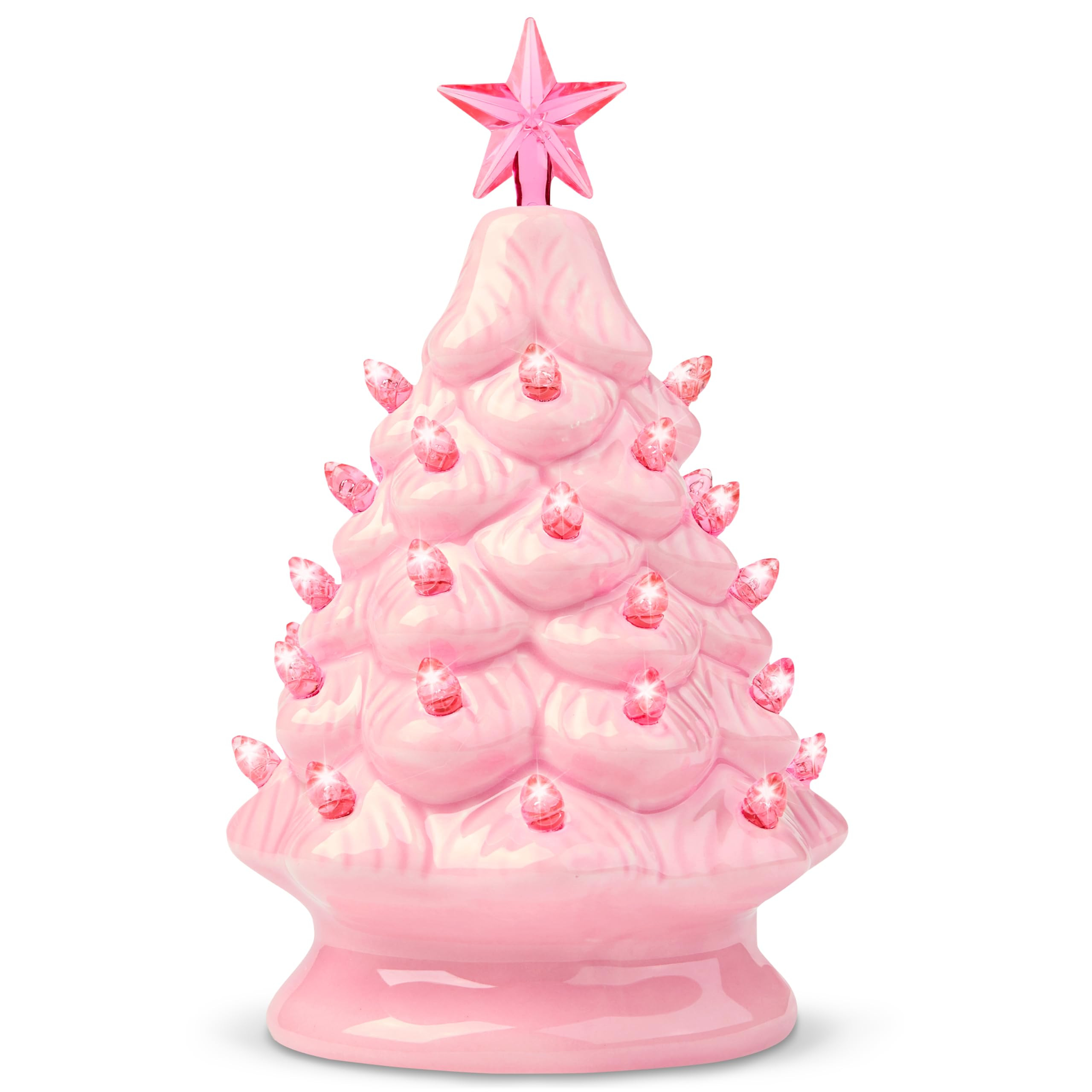 Joiedomi 7" Pink Ceramic Christmas Tree, Mini Prelit Tabletop Christmas Ceramic Tree with Extra C... | Amazon (US)
