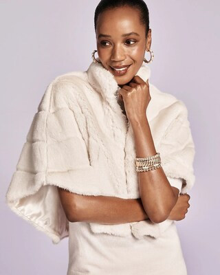 Women's Faux Fur Funnelneck Capelet in Cream | Chico's | Chico's