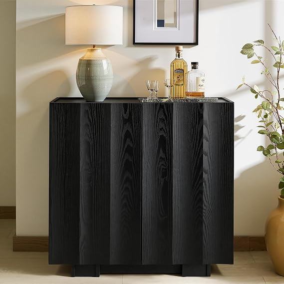 win2win 31.5" Fluted Sideboard Buffet Cabinet with Storage, Black | Mid Century Modern Credenza w... | Amazon (US)