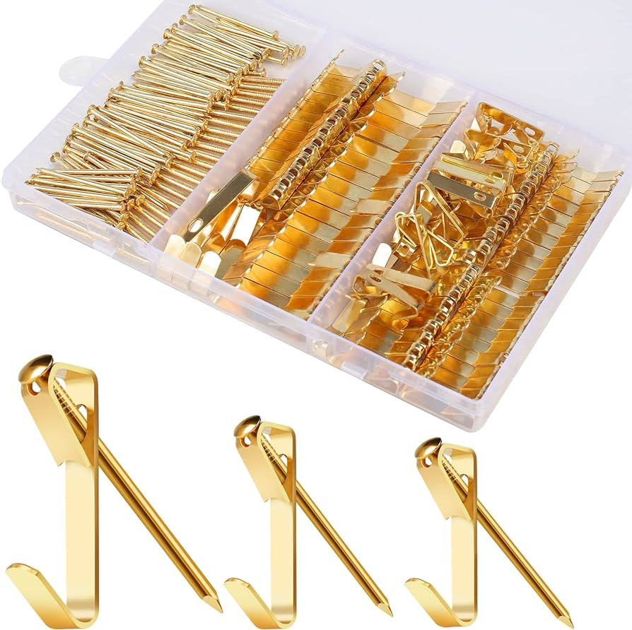 184 Pieces Picture Hanging Kit, 20lb, 30lb, and 50lb Picture Hangers, Metal Picture Hanging Hooks... | Amazon (US)