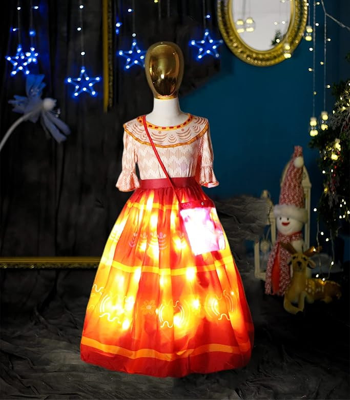 QooGoo Light Up Mirabel/Isabella/Dolores Encanto Costume Dress for Girls Magic Family Dress Cosplay  | Amazon (US)