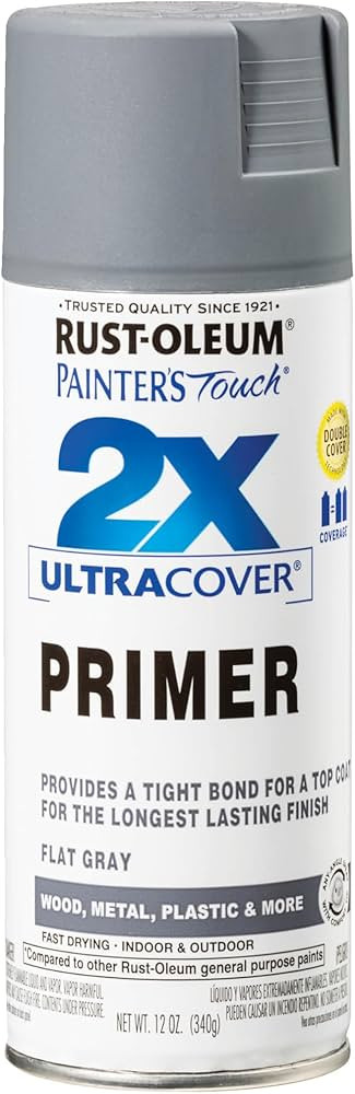 Rust-Oleum 334017 Painter's Touch 2X Ultra Cover Spray Primer, 12 oz, Flat Gray, (Pack of 1) | Amazon (US)