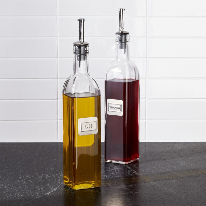 Oil and Vinegar Bottle Set + Reviews | Crate and Barrel | Crate & Barrel