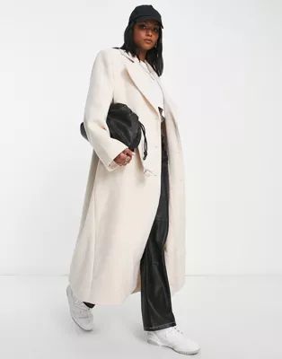 NA-KD x Angelica Blick wool blend coat in beige | ASOS (Global)