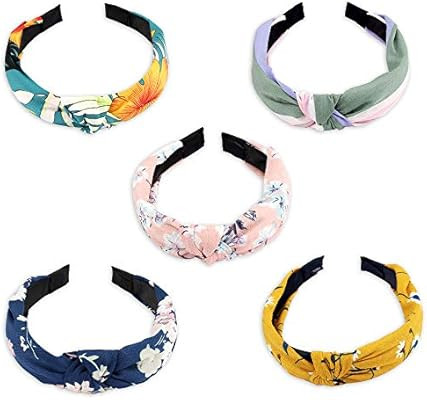 Kicosy 5 Pack Knotted Headbands for Women Turban Headbands for Women Wide Headbands for Women (5 ... | Amazon (US)