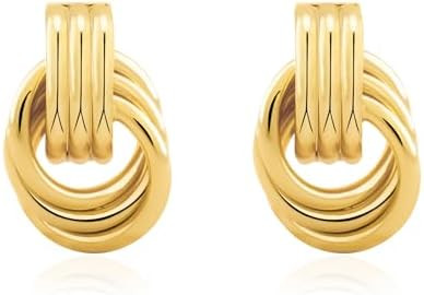 Chunky Small Knot Earrings Gold Silver Geometric Earrings for Women Dainty Gold and Silver Plated... | Amazon (US)