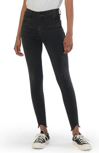 KUT from the Kloth Donna Fab Ab High Waist Frayed Curve Hem Skinny Jeans | Nordstrom | Nordstrom