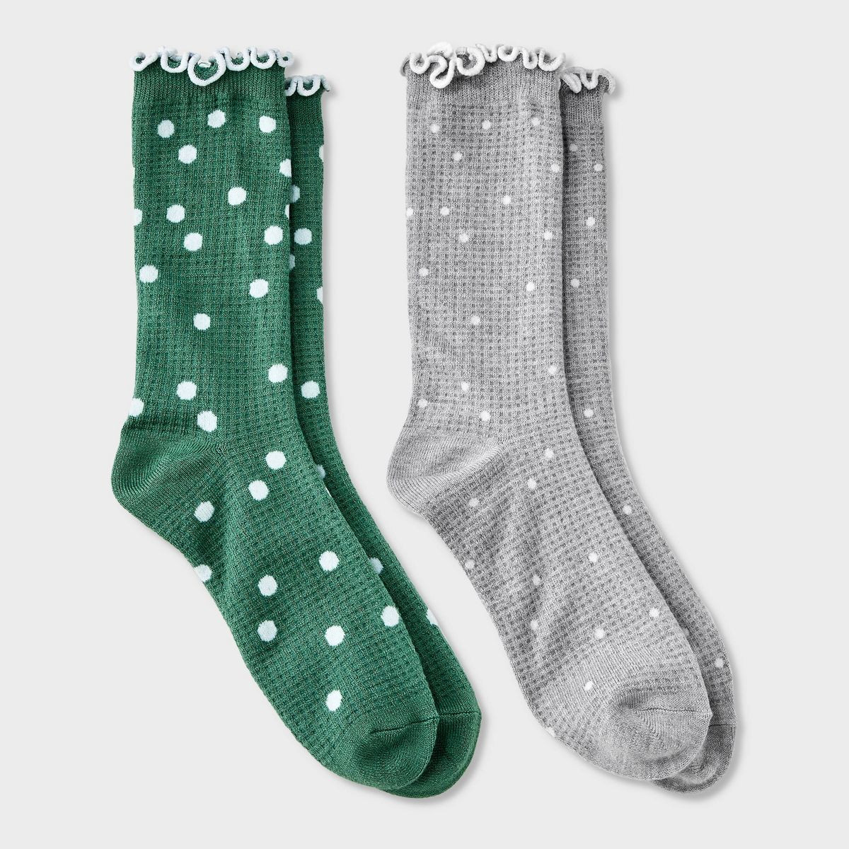 Women's Lettuce Edge Polka Dot 2pk Crew Socks - Auden™ 4-10 | Target
