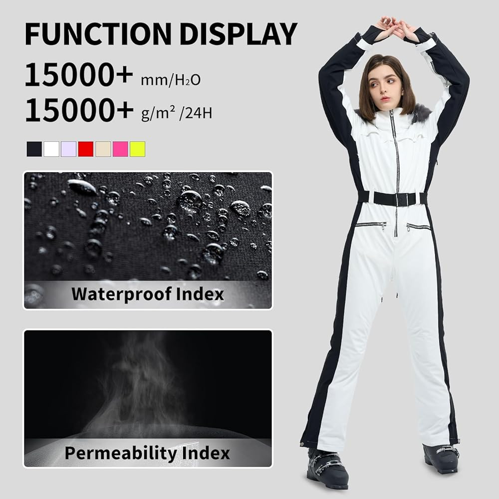 Women Ski Suit One Piece Snow Jumpsuit Snow Stretchy Outfit Snowboard Onesie Insulated Waterproof... | Amazon (US)