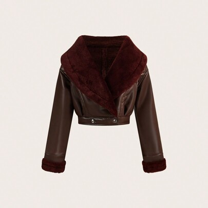 Winter Brown Fur All-In-One Fur Jacket Maillard Color Warm And Windproof Short Waisted Winter Coat For Women Brown Jacket Winter Women's Clothing Plus | SHEIN