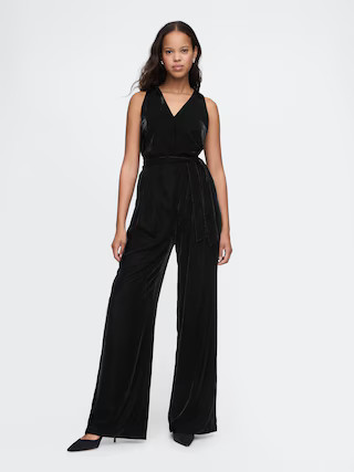 Recycled Velvet V-Neck Jumpsuit | Gap (US)