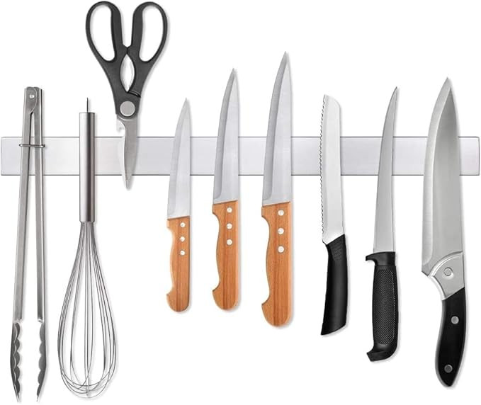 20 Inch Magnetic Knife Strip, Premium Stainless Steel Wall Mounted Kitchen Knives Bar,Space-Savin... | Amazon (US)