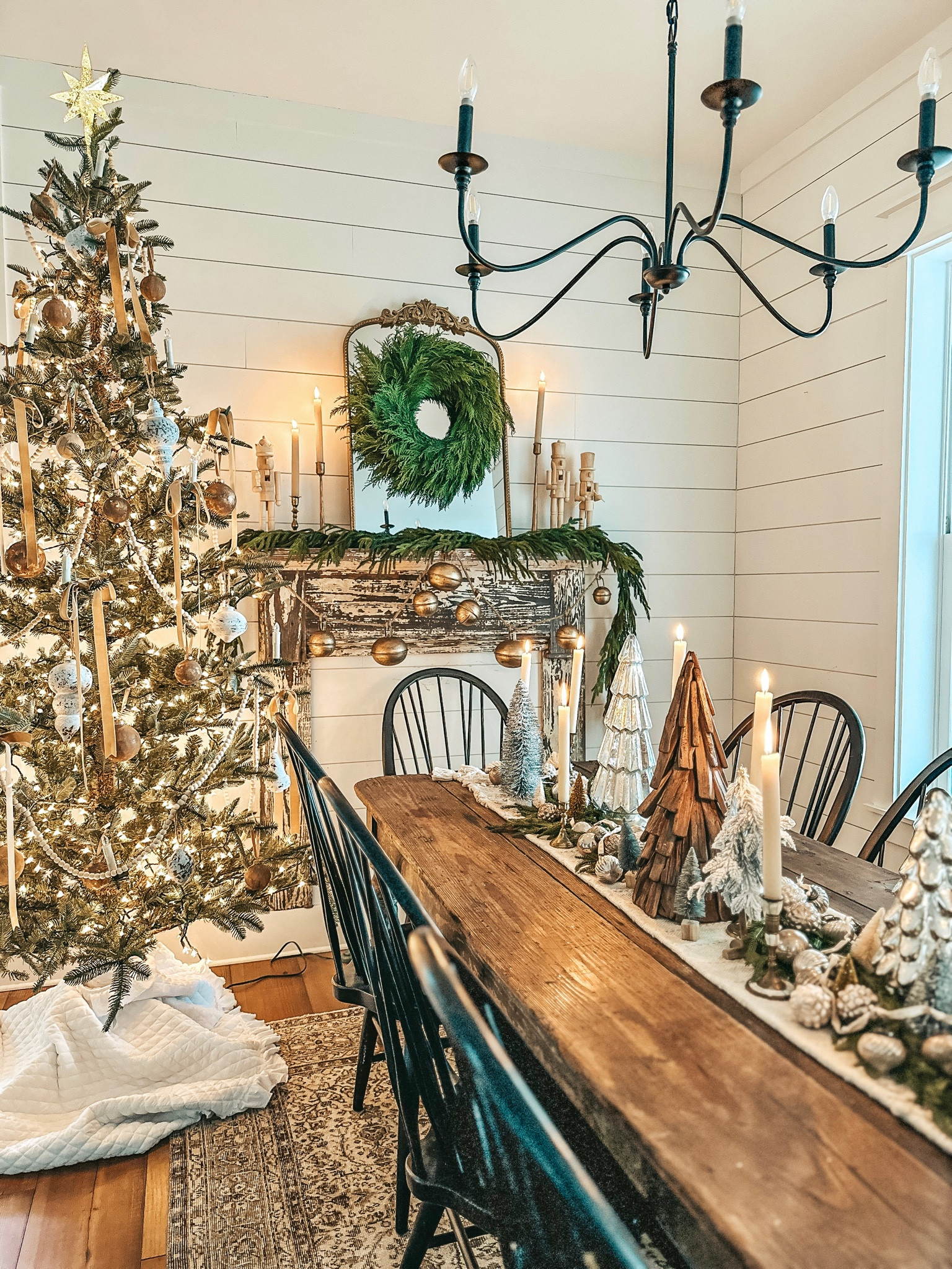 Farmhouse Christmas trees, mantel, dining room, living room

#LTKHoliday #LTKSeasonal #LTKhome