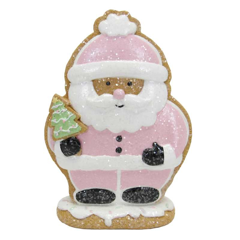 Mrs. Claus' Bakery Pink Gingerbread Santa with Tree, 6" | At Home