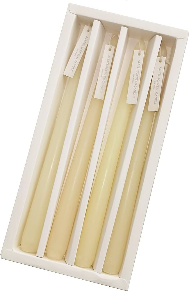 4 PCS Ivory - Vanilla Cream Scented Taper Candles Smokeless Candle Long Candles Wax Colored Taper... | Amazon (US)