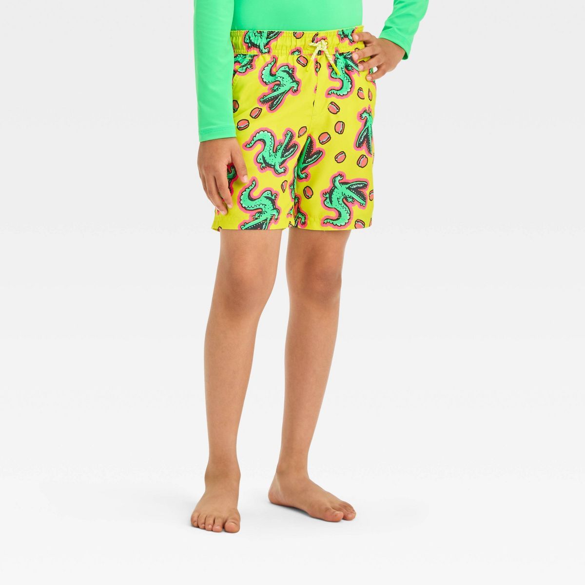 Boys' Crocodile & Hamburger Printed Swim Shorts - Cat & Jack™ Green | Target
